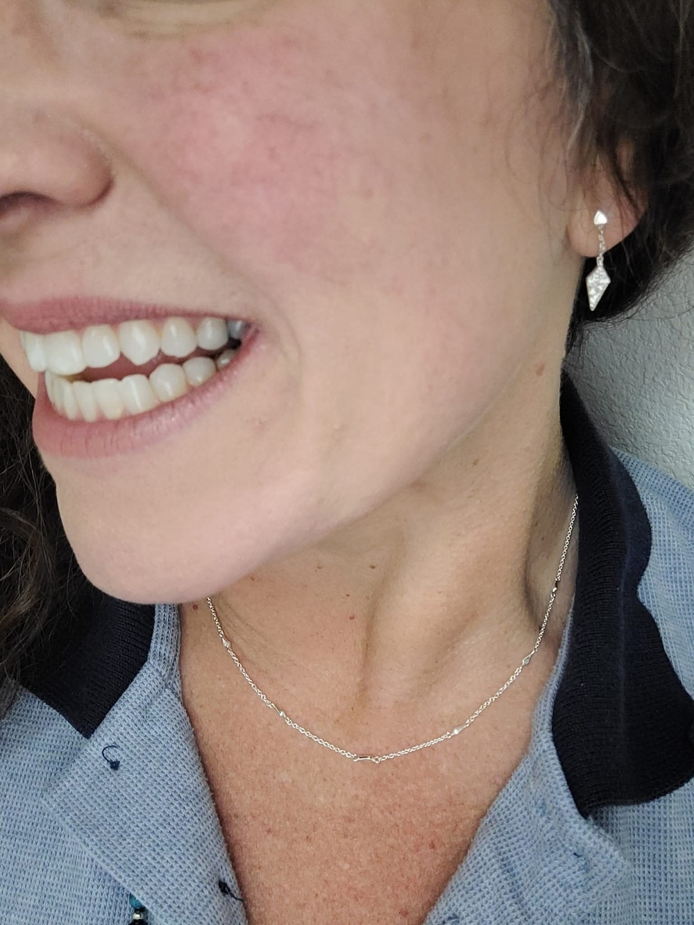 Stella & Dot Kite Stud Earrings with Geometric Pendant - Silver-pave-new